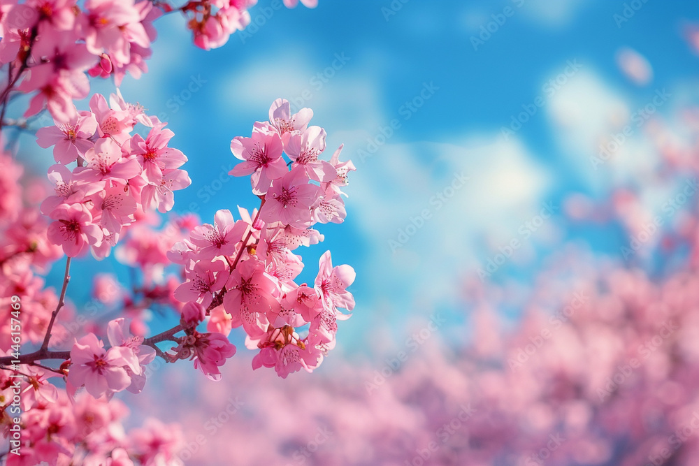 Breathtaking spring landscape filled with blooming trees, blue skies, and unique vibrant energy of natures renewal, evokes one sense of wonder and admiration Breathtaking spring landscape filled with blooming trees, blue skies, and unique vibrant energy of natures renewal, evokes one sense of wonder and admiration