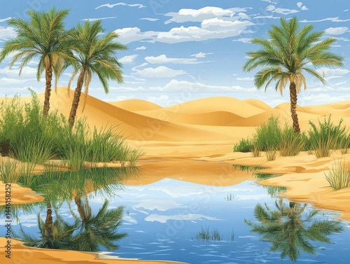 Wallpaper Mural Oasis Serenity Desert Palm Trees Reflect in Still Waters. Torontodigital.ca