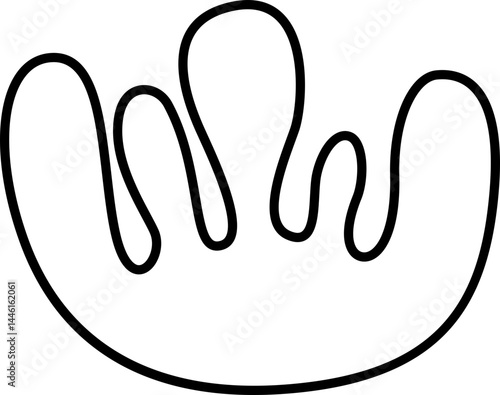 Organic shape with fluid extensions resembling appendages, outlined with a continuous black line.