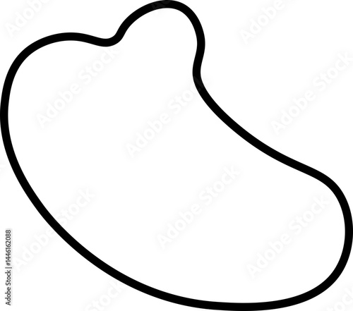 Abstract floating blob with fluid, irregular contours and a soft, natural form, outlined in black.