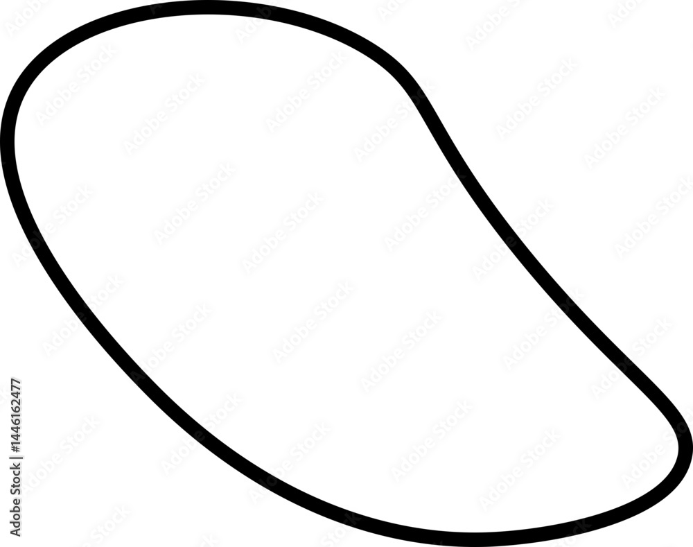 Artistic black line representation of an abstract organic form with curved, flowing lines.