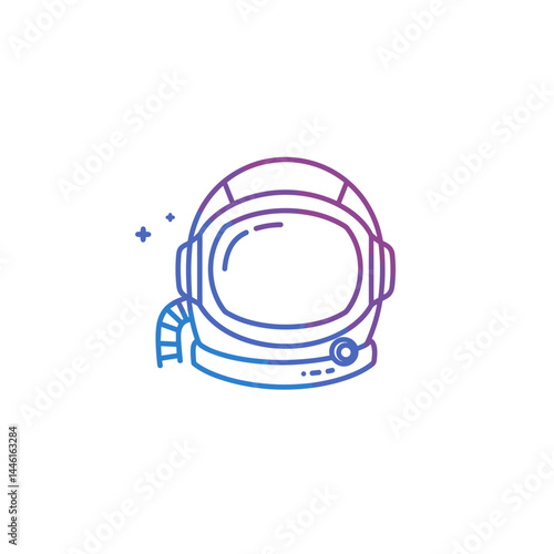 Astronaut helmet in a minimalistic style with gradient colors  
