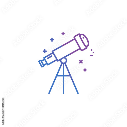 Telescope illustration with stars against a minimalist background  