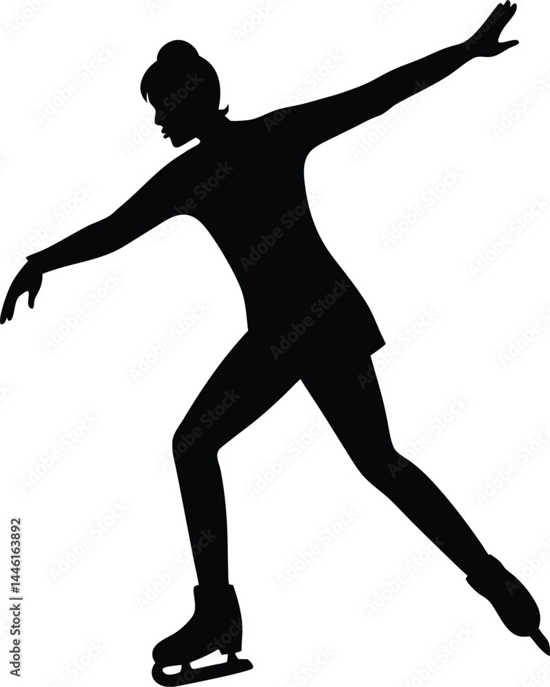 silhouette of a person ice skating on white silhouette of a person ice skating on white