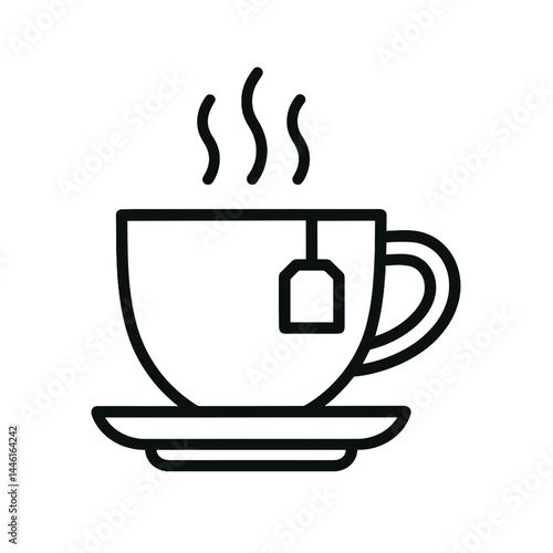 Hot tea cup steaming on a saucer against a minimalistic background  