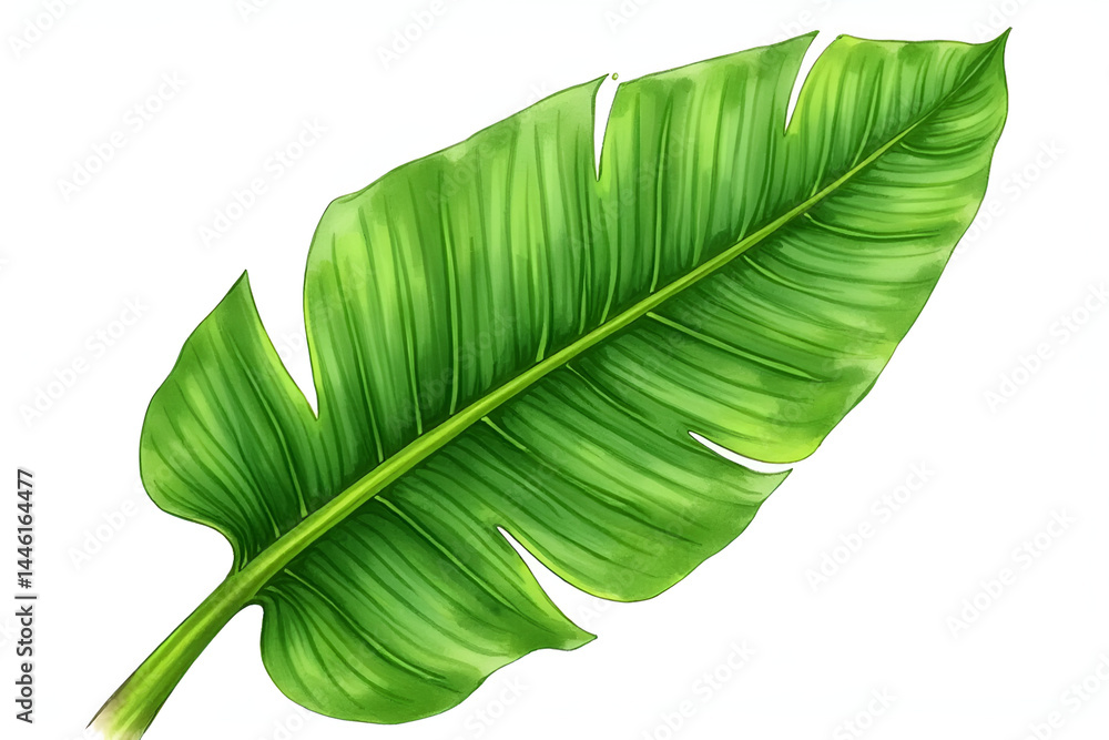 Fototapeta premium Green Coconut Palm Leaves or Tropical Fronds Isolated on White Background with Clipping Path