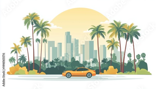 Wallpaper Mural Sunny Los Angeles Street In Beverly Hills Lined With Palm Trees: A Picturesque View Of California'S Iconic Landscape. Torontodigital.ca