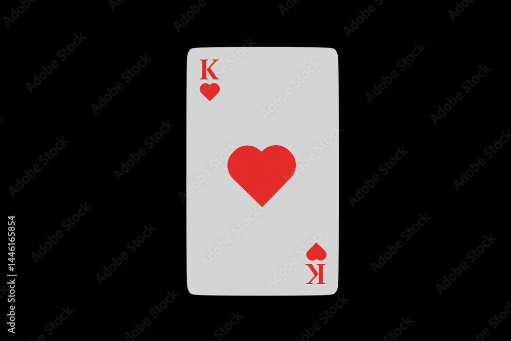 3D King of Hearts card on a dark background, card 3D King of Hearts card on a dark background, card