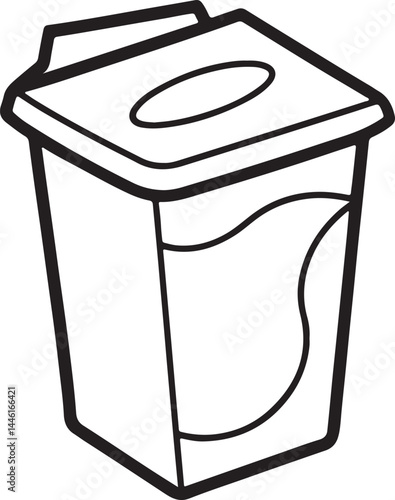 yoghurt pack line art, black outline, vector and illustration, coloring book page line art drawing
