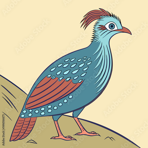  Minimalist vector illustration of the Kagu, a rare flightless bird native to New Caledonia