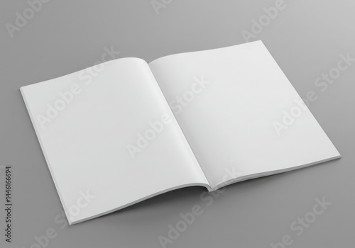 Open blank magazine mockup template isolated on gray background