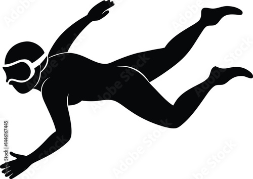 silhouette of a person snorkeling on white 