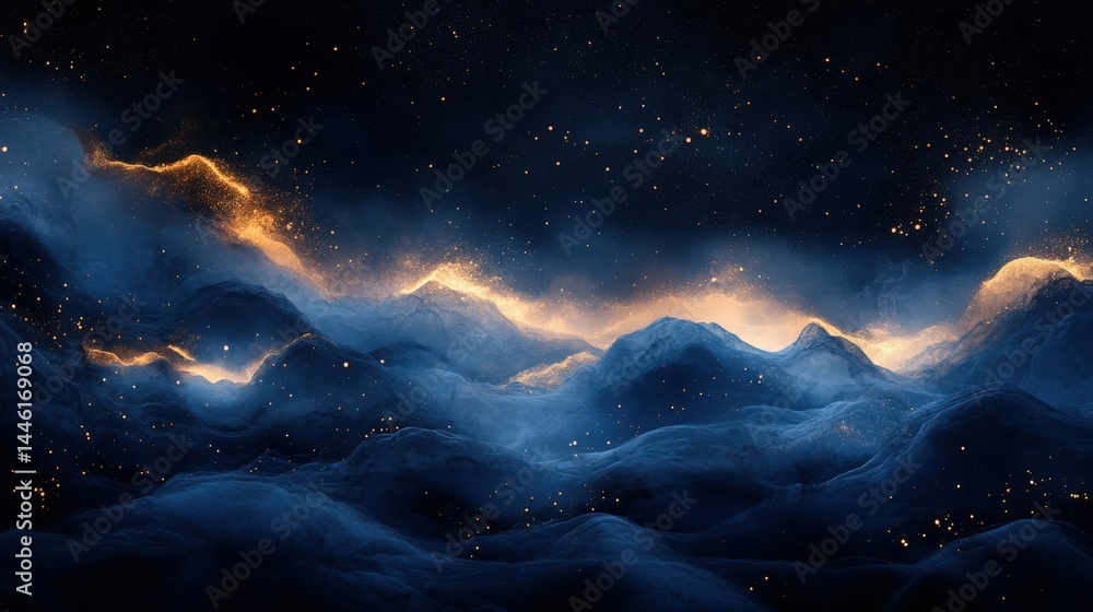 Celestial cloudscape with twinkling stars and a surreal, dreamy atmosphere Celestial cloudscape with twinkling stars and a surreal, dreamy atmosphere