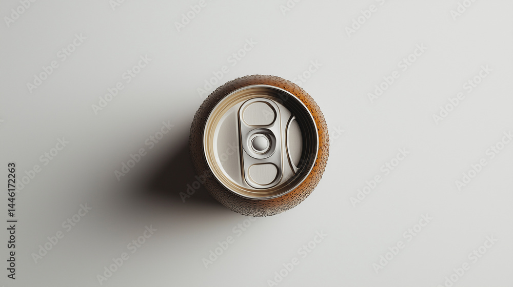 Top-down view of blank copper beer can on white background Top-down view of blank copper beer can on white background