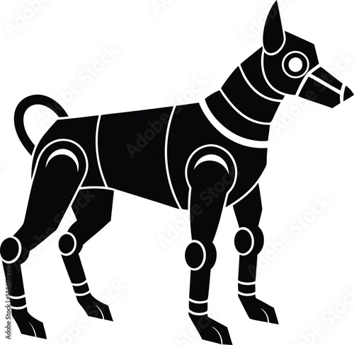 silhouette of a robot dog on white background 