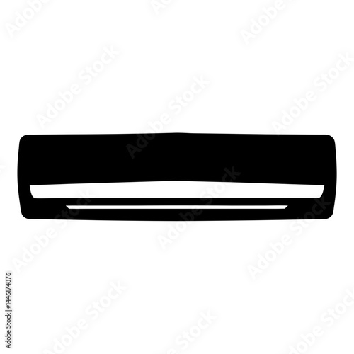 Monochrome illustration of a splittype air conditioner unit in black and white