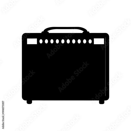 Black silhouette of a classic guitar amplifier with visible controls