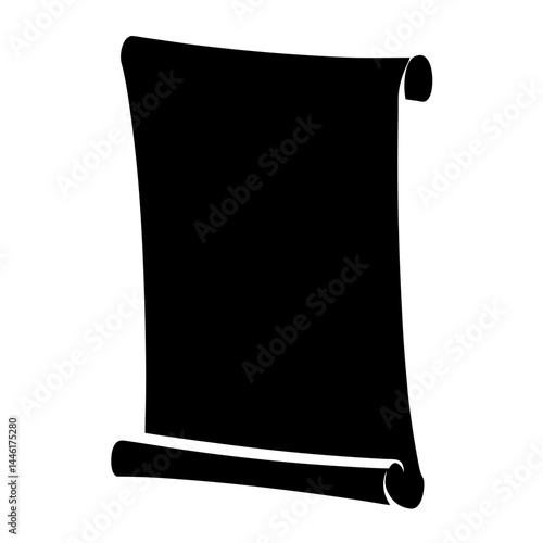 Old scroll papyrus in black silhouette great for historic document representation
