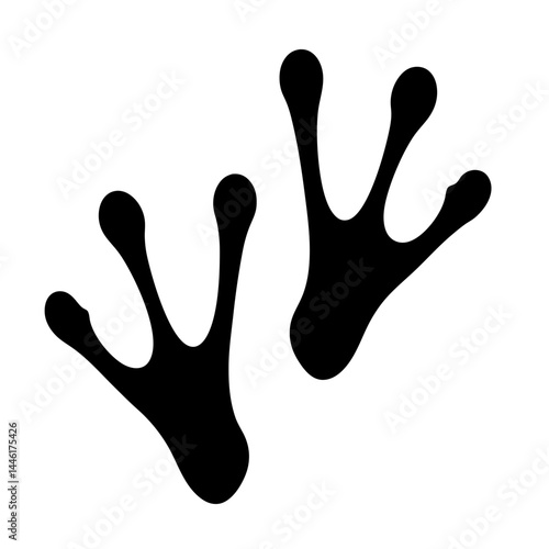Silhouette of two distinct frog footprints creating an interesting negative space