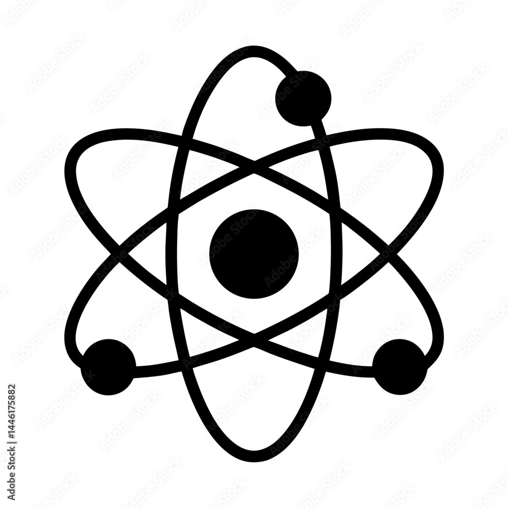 Simplified black and white atom representation for physics or chemistry education Simplified black and white atom representation for physics or chemistry education