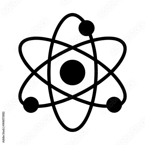 Simplified black and white atom representation for physics or chemistry education