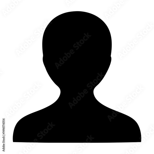 Black silhouette of a person head and shoulders on a white background