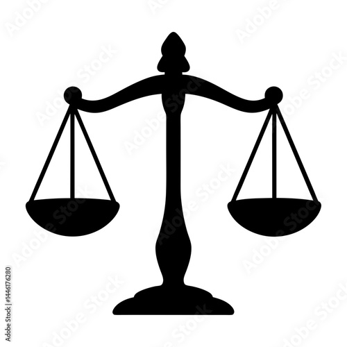Scales of Justice Silhouette Symbolizing Law, Balance, and Legal Proceedings