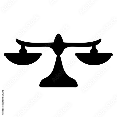 Simple black silhouette illustration of scales representing justice and fairness concepts