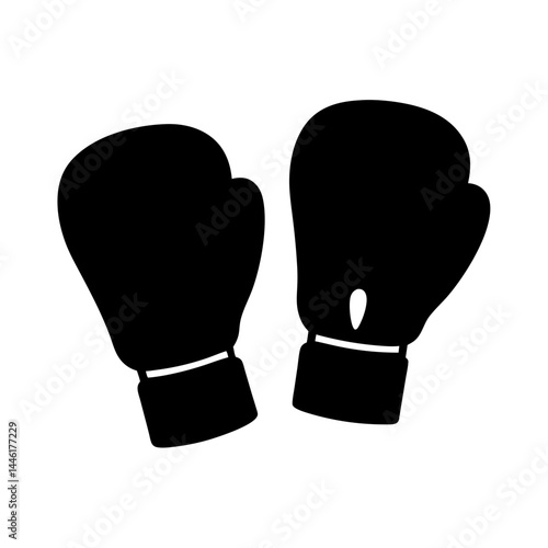 Two black boxing gloves ready for a match on a white background