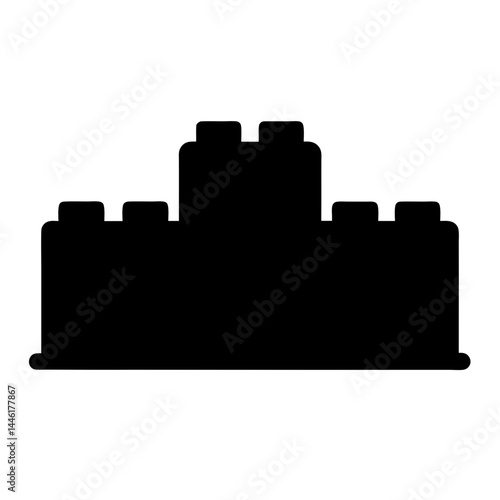 Silhouette of a rectangular brick with connecting studs in the center