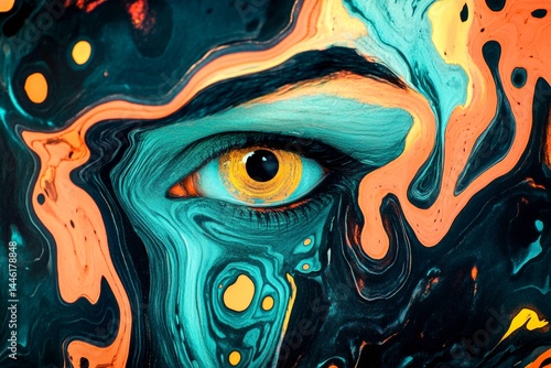 Dreamlike scene. Metaphorical dmt perceptions of a mental illusion. Strange perception. Hallucination - due to dmt: abstract image of individual status. Brain glitch. Weird brain effects.