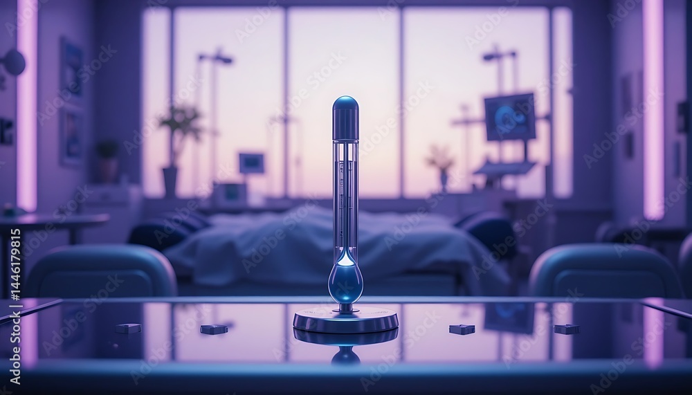 Medical Thermometer on Table in Hospital Room with Soft Lighting