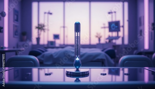 Obraz na płótnie Medical Thermometer on Table in Hospital Room with Soft Lighting w salonie