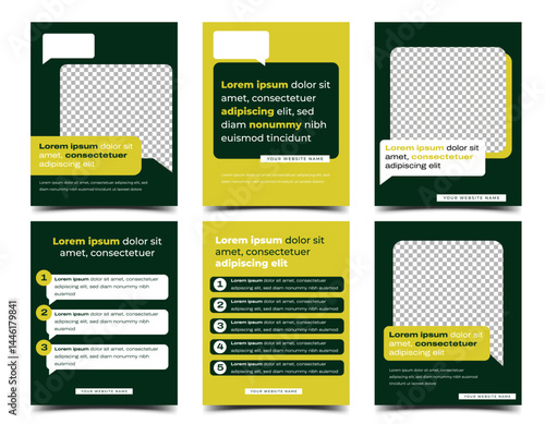 Modern minimalist graphic green social media post template design collection
