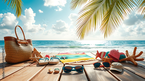 Tropical Beach Vacation Summer Essentials and Relaxation