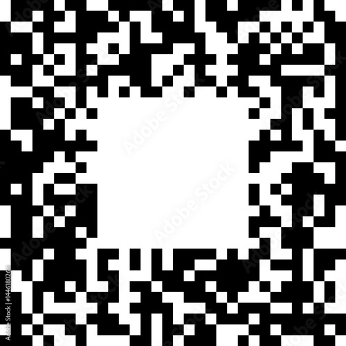 A small black square QR code for mobile devices without the position detection pattern, designed with a white background and center blank space for additional information.