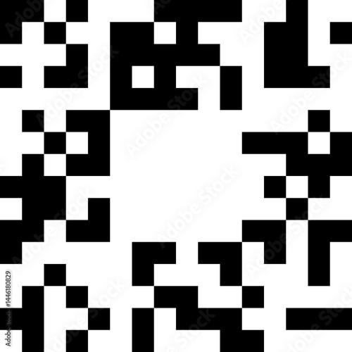 A square QR code for mobile devices without the position detection pattern, featuring a white background and center blank space for additional information.