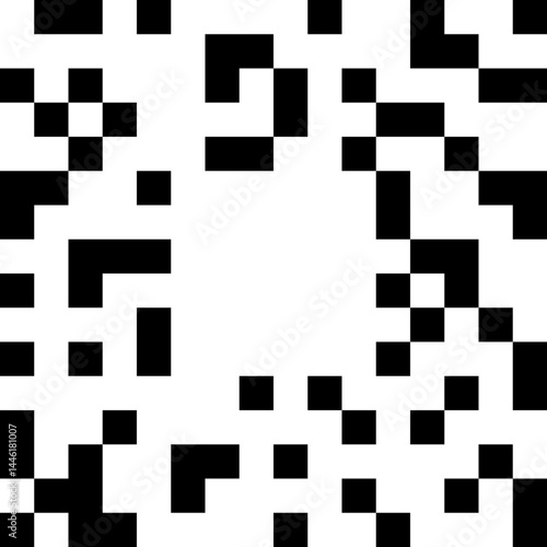 QR code with white squares, mobile-optimized, without Position Detection Pattern, with copy space in the center, and no background.