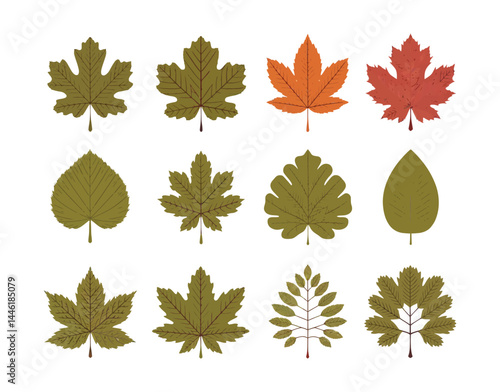 Cuttable Fall Leaves and Berry Sprigs – Black Vector