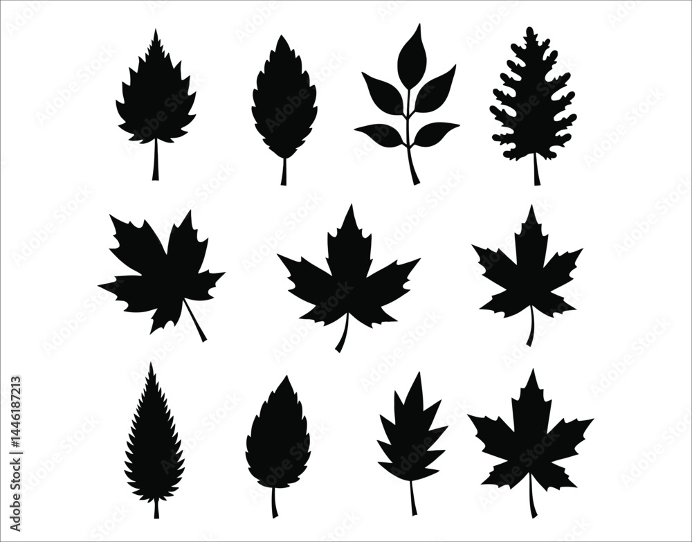 Simple Autumn Silhouettes – Leaves and Forest Berries Simple Autumn Silhouettes – Leaves and Forest Berries
