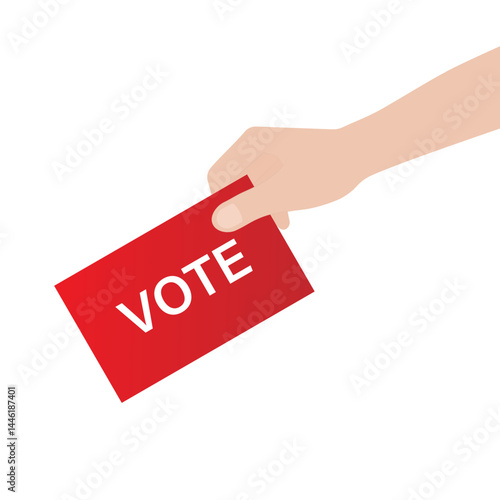 Hand Holding Ballot Paper or Voting Paper. Election Concept. Vector Illustration.