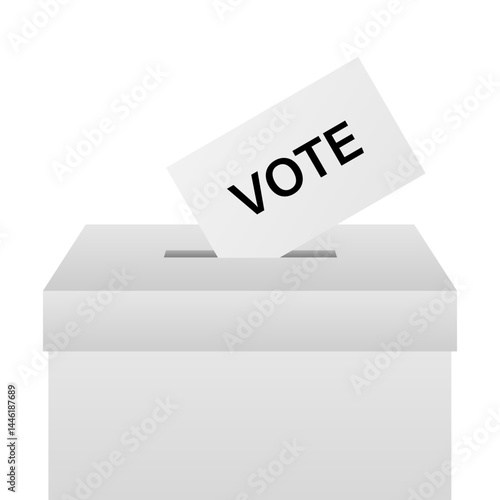 Ballot Box with Ballot Paper or Voting Paper. Election Concept. Vector Illustration.