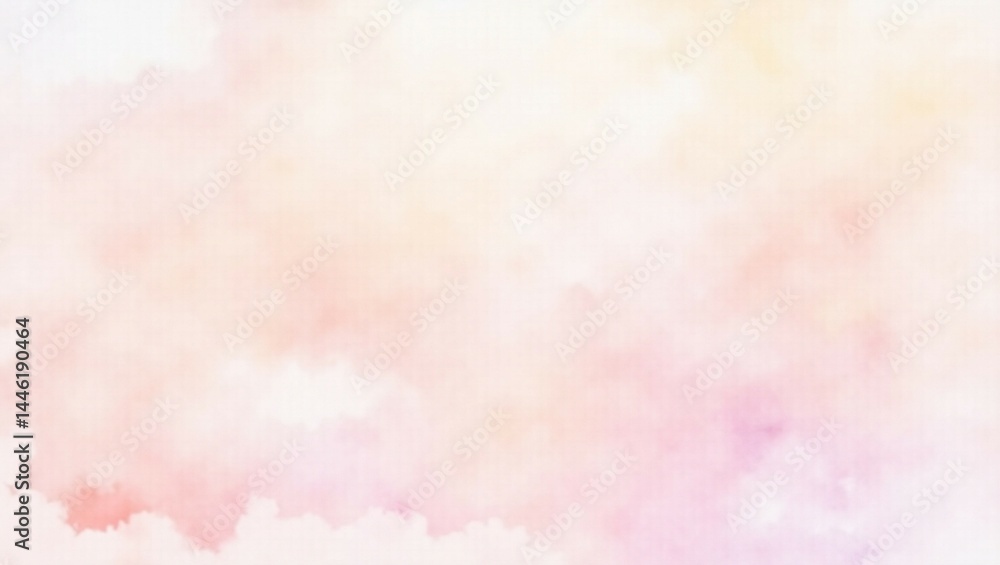 Obraz premium abstract watercolor background painting in pastel pink purple and orange cloudy colors with painted watercolor wash texture