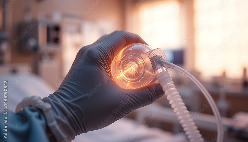 Holding Respiratory Mask in Hospital Setting for Medical Treatment