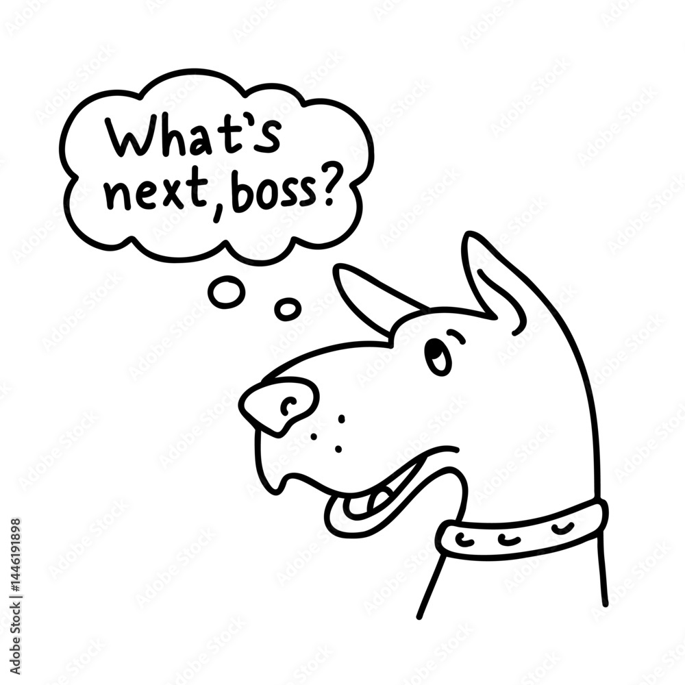 Service dog vector sketch in a cartoonish manner. Hand drawn black and white doodle-style illustration of a strong smooth-haired dog. Perfect for design projects, stickers, or children's content. Service dog vector sketch in a cartoonish manner. Hand drawn black and white doodle-style illustration of a strong smooth-haired dog. Perfect for design projects, stickers, or children's content.
