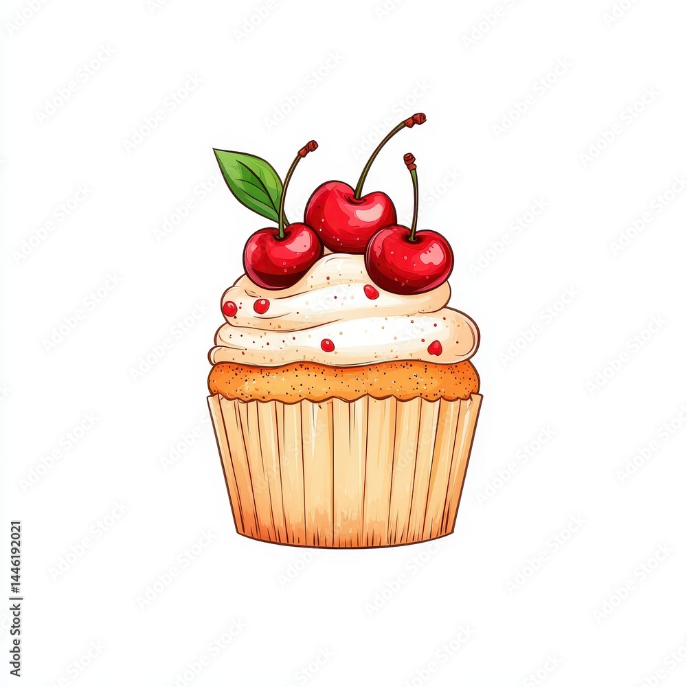 Pixel Art Cherry Cupcake Illustration Pixel Art Cherry Cupcake Illustration