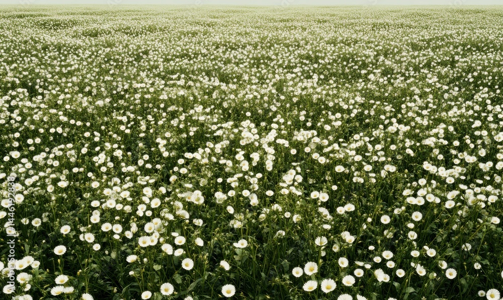 Vast field with countless white flowers under a cloudy sky. Vast field with countless white flowers under a cloudy sky.