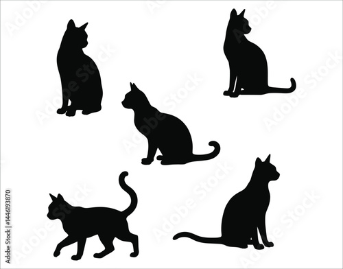 Ocicat Cat Silhouette Illustrations – Minimal & Modern Vector Art