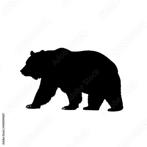 Bear silhouette isolated on transparent background, PNG, bear vector, black bear silhouette, bear shape, bear icon, bear graphic, wild bear, grizzly bear, bear clipart,