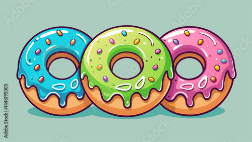 A trio of donuts glowing in pastel perfection.
Each one a bite of sweet happiness and fun.
Designed with symmetry and sugary charm in mind.
Perfectly isolated for playful design projects.